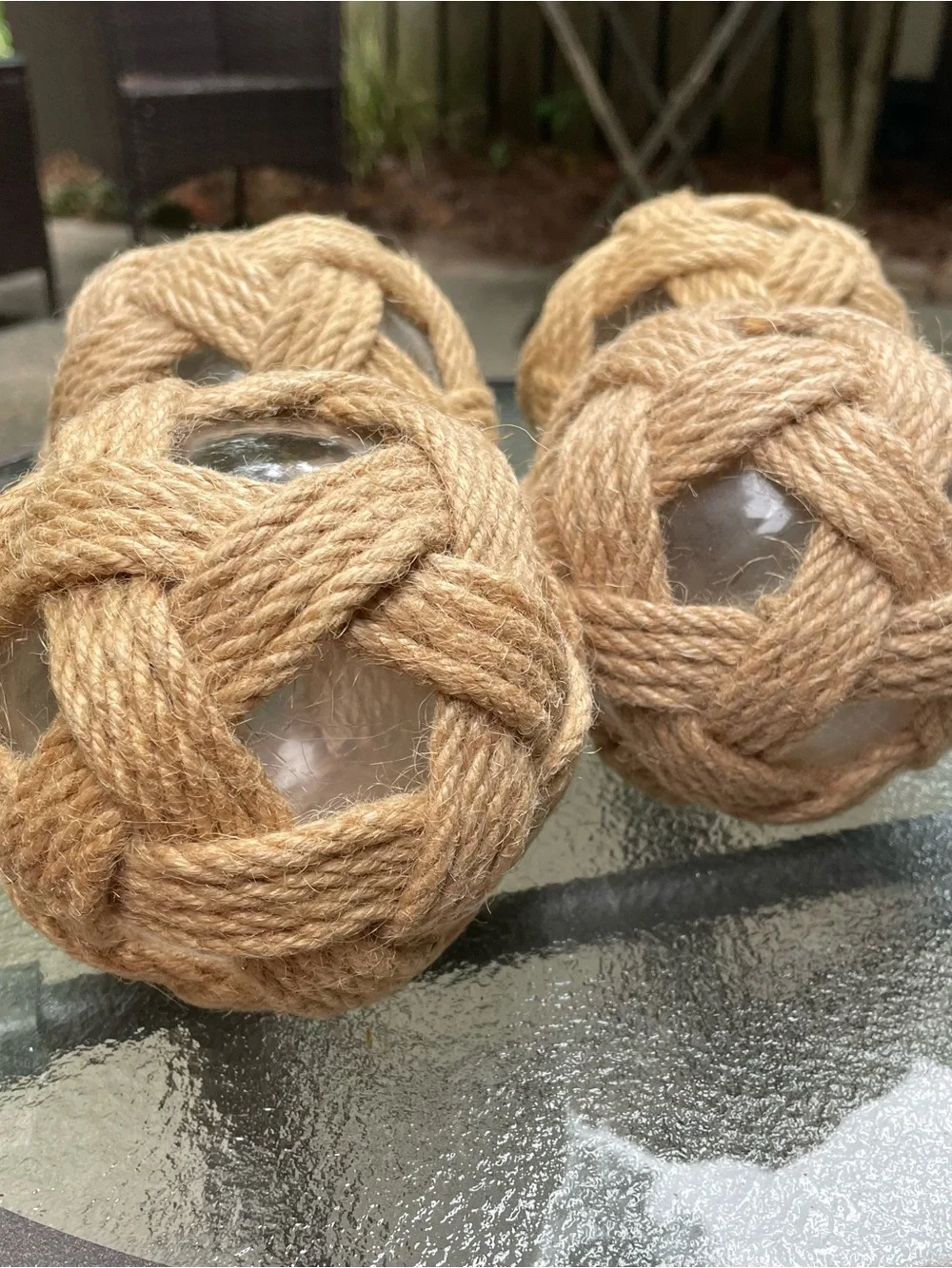 Pier 1 tan woven glass sphere decor set New